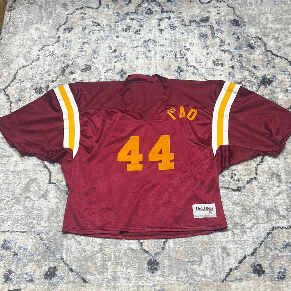 Vintage DeLONG Football Jersey #44 Maroon Gold Lockett 1st PAD Size 44